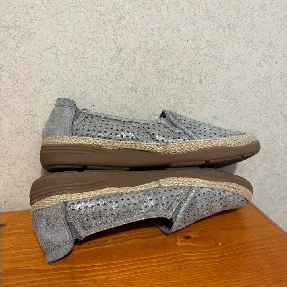 Clark’s Elaina Ruby Women's Leather Espadrille Gray Pewter Loafers size 7.5 - Picture 5 of 8